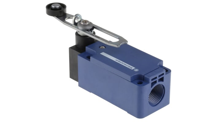 Interruttore di fine corsa Telemecanique Sensors XCKS141, leva NO/NC, IP65, 240V, 3A, dimensioni 40mm x 117-172mm x 57mm.