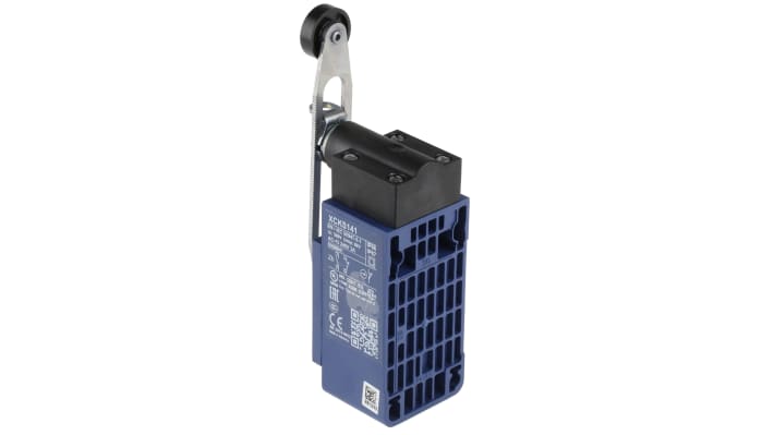 Interruttore di fine corsa Telemecanique Sensors XCKS141, leva NO/NC, IP65, 240V, 3A, dimensioni 40mm x 117-172mm x 57mm.