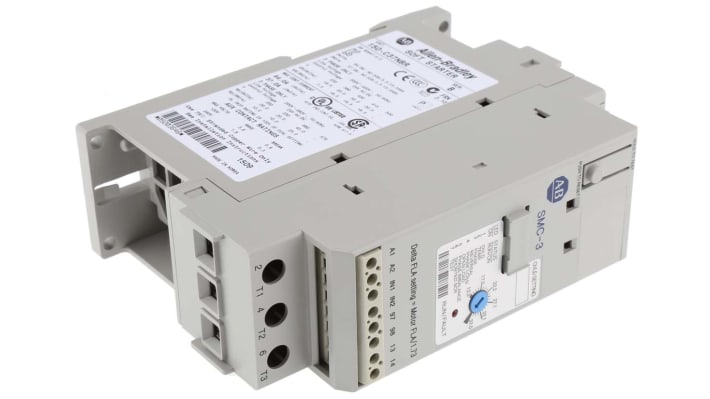 Allen Bradley 150-C37NBR, avviatore soft-start automatico per motori trifase, potenza 18,5 kW, dimensioni 100x44,8x139,7 mm.