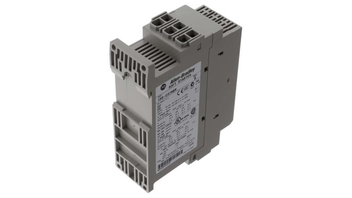 Allen Bradley 150-C37NBR, avviatore soft-start automatico per motori trifase, potenza 18,5 kW, dimensioni 100x44,8x139,7 mm.