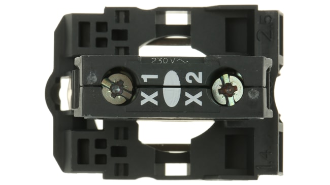 Blocco contatti luminoso LED bianco Schneider Electric, tensione 230-240V, serie Harmony XB5, con terminali a vite.