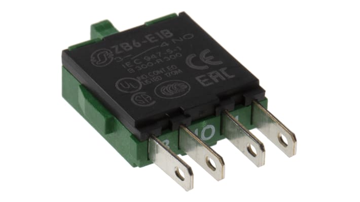 Schneider Electric ZB6E1B - Blocco contatti serie Harmony XB6, 1 N/A. Affidabile, IP65, fusibile 6A. Ideale per industria e marine.