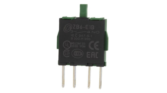 Schneider Electric ZB6E1B - Blocco contatti serie Harmony XB6, 1 N/A. Affidabile, IP65, fusibile 6A. Ideale per industria e marine.