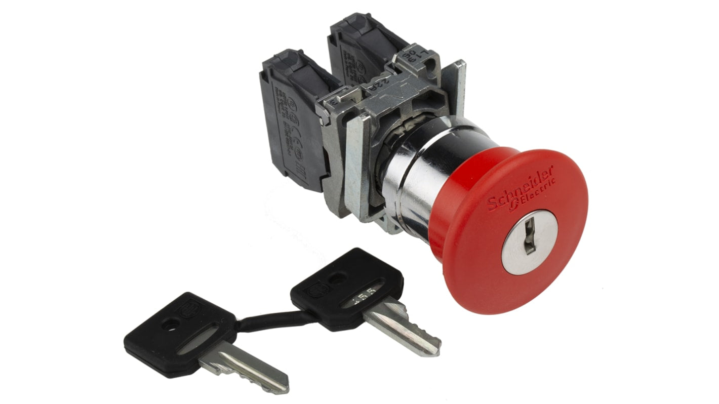 Pulsante di arresto di emergenza Schneider Electric XB4, montaggio a pannello, diametro 22 mm, grado di protezione IP66/IP67/IP69K.