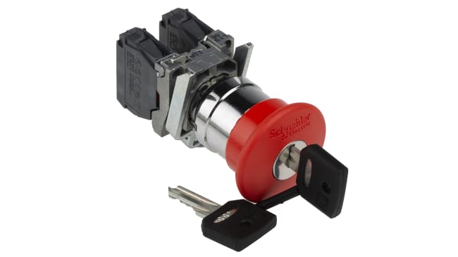 Pulsante di arresto di emergenza Schneider Electric XB4, montaggio a pannello, diametro 22 mm, grado di protezione IP66/IP67/IP69K.