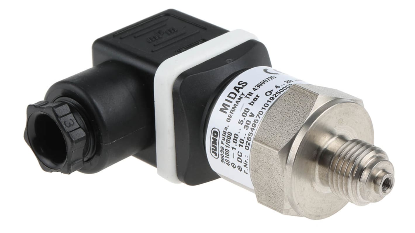 Sensore di pressione Jumo 401001/000-482-405-502-20-601-61/000, acciaio inox, 5bar max, uscita 4-20 mA, IP65/IP67.