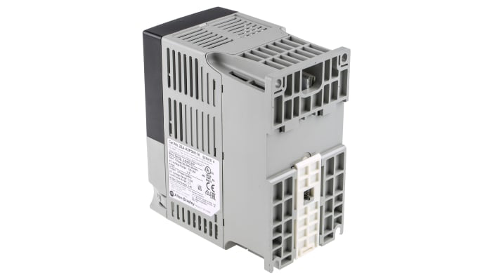 Inverter Allen Bradley 22A-A2P3N114, 0,4 kW, 230 V, 1 fase, montaggio su guida DIN, dimensioni 152x136x80 mm.