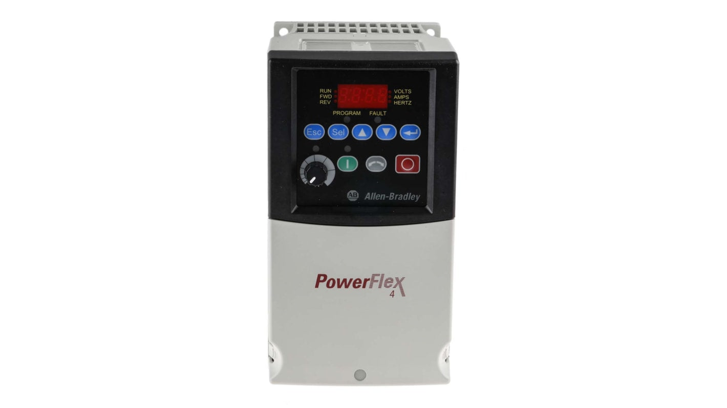 Allen Bradley 22A-A8P0N114, inverter monofase 1,5 kW, 230 V, 240 Hz, montaggio su guida DIN, dimensioni 180x100x136 mm.
