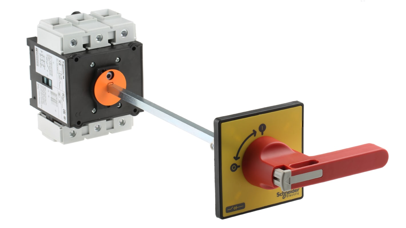 Interruttore di isolamento Schneider Electric VCCF6, 3 poli, 175A, montaggio a pannello, maniglia rossa, lucchettabile.