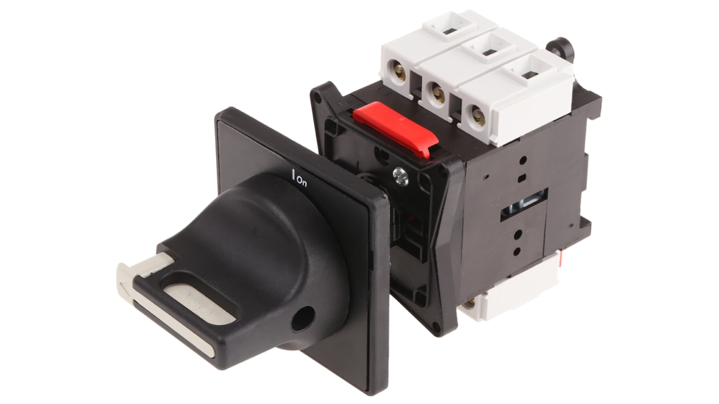 Interruttore di isolamento Schneider Electric VBD01, 3 poli, 20A, montaggio a pannello, maniglia nera, lucchettabile.