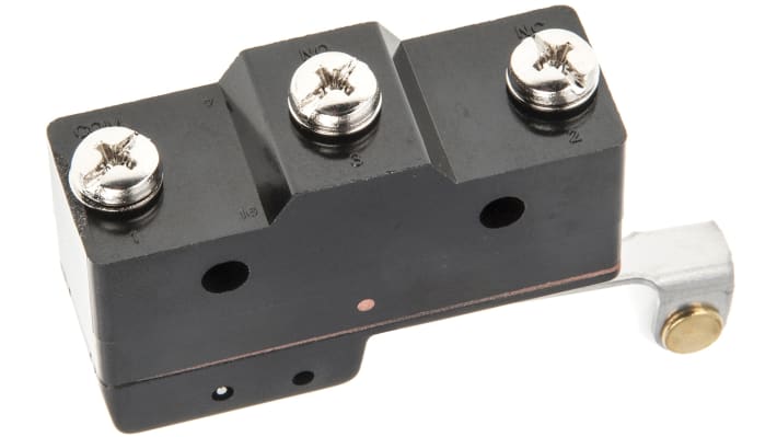 Interruttore di fine corsa Omron Z-15GW255-B, leva a rullo, SPDT, contatti NO/NC, dimensioni 39.4mm x 49.2mm x 17.45mm.