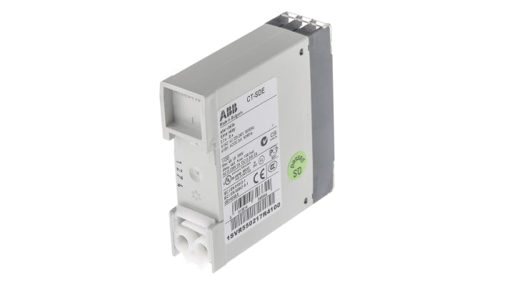 Relè di temporizzazione ABB 1SVR550217R4100, SPDT 2 poli, montaggio su guida DIN, intervallo 0.3-30 secondi, 24 V ac/dc.