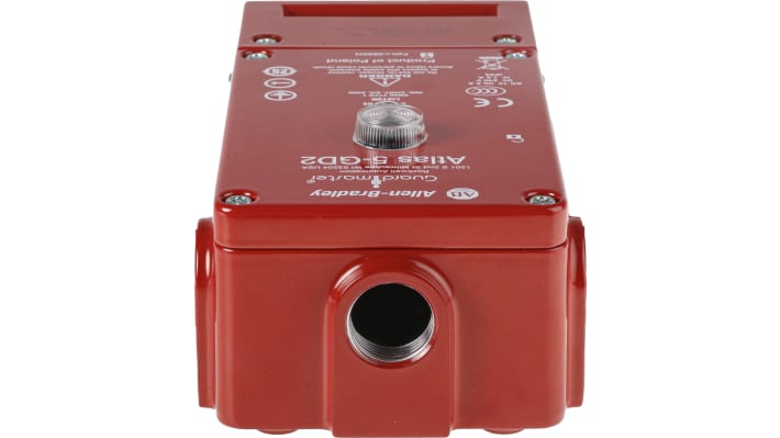 Interruttore di interblocco a solenoide Allen Bradley Guardmaster 440G-L07253, 230V, IP65, contatti 2N/C, custodia metallica, dimensioni 184x80x56mm.