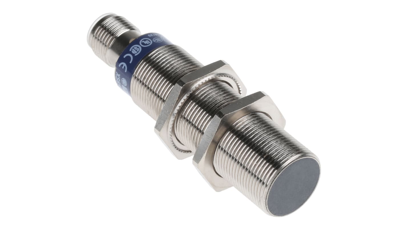 Sensore di prossimità induttivo Telemecanique XS618B1PAM12, rilevamento 8 mm, 12-48 V c.c. Ottone nichelato. Ideale per applicazioni industriali.