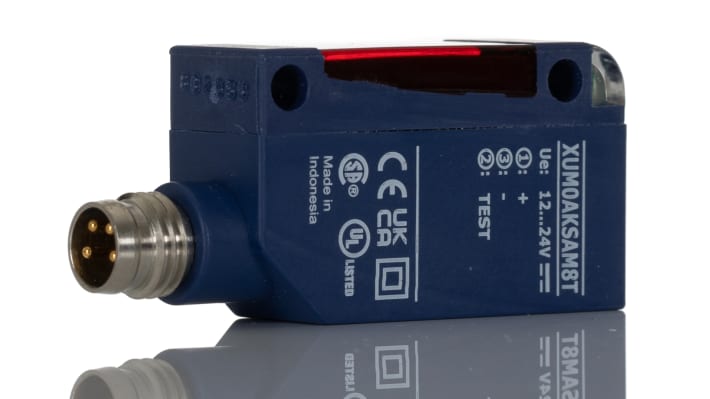 Sensore fotoelettrico rettangolare Telemecanique Sensors XUM0AKSAM8T, rilevamento fino a 10 m, uscita relè, IP67.