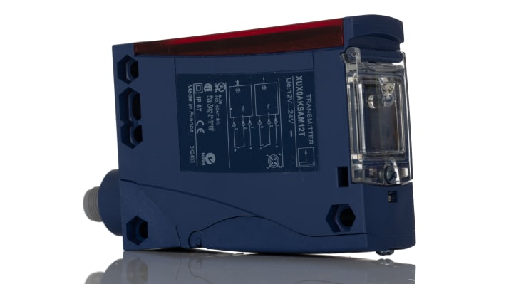 Sensore fotoelettrico rettangolare Telemecanique Sensors XUX0AKSAM12T, rilevamento fino a 40 m, programmabile, IP65/IP67.