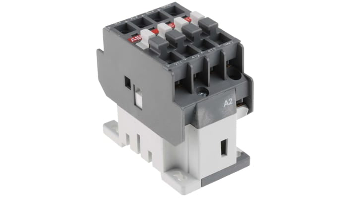Contattore ABB 1SBL181001R8110, 3 poli 3NO, 30 A, bobina 24 V c.a., montaggio su guida DIN, dimensioni 44x74x74 mm.