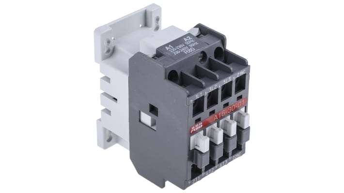 Contattore ABB 1SBL181001R8001 A Line, 3 poli, 30 A, 7,5 kW, montaggio su guida DIN, dimensioni 44x74x74 mm.