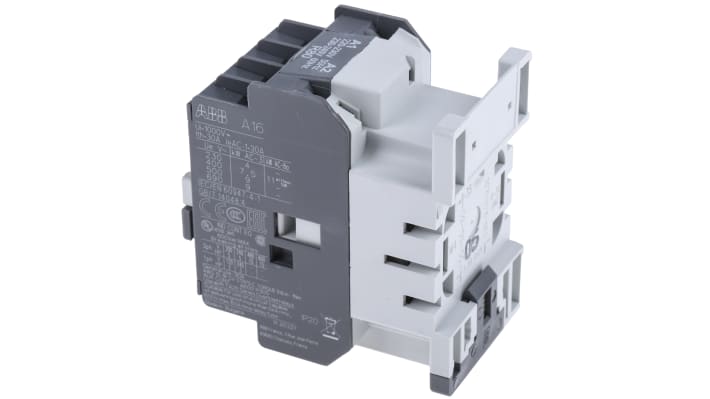 Contattore ABB 1SBL181001R8001 A Line, 3 poli, 30 A, 7,5 kW, montaggio su guida DIN, dimensioni 44x74x74 mm.