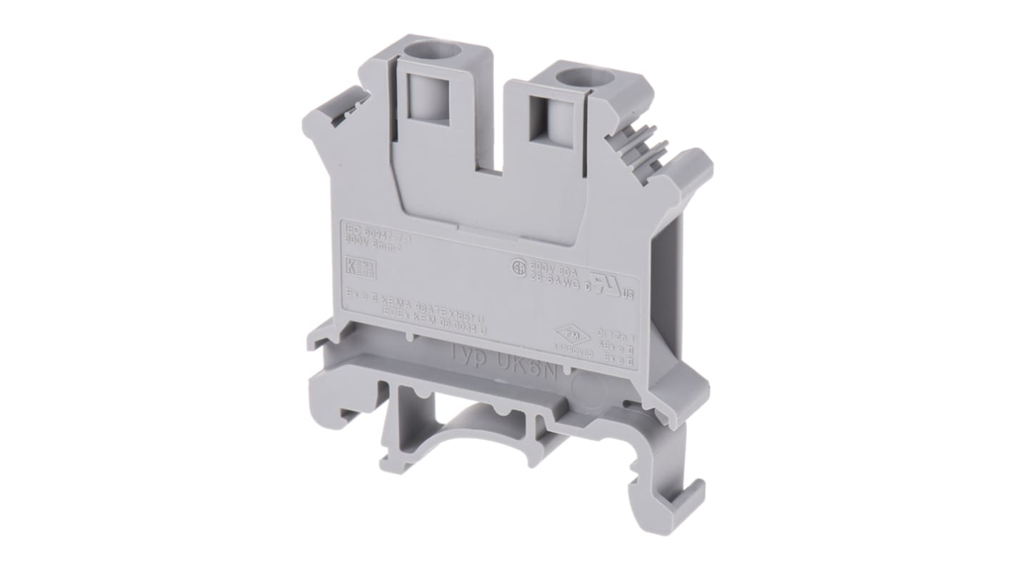 Morsettiera per guida DIN Phoenix Contact 3004524, Grigio, 41A - Terminali universali in poliammide per conduttori da 2,5 mm² a 35 mm². Certificato per ambienti esplosivi.