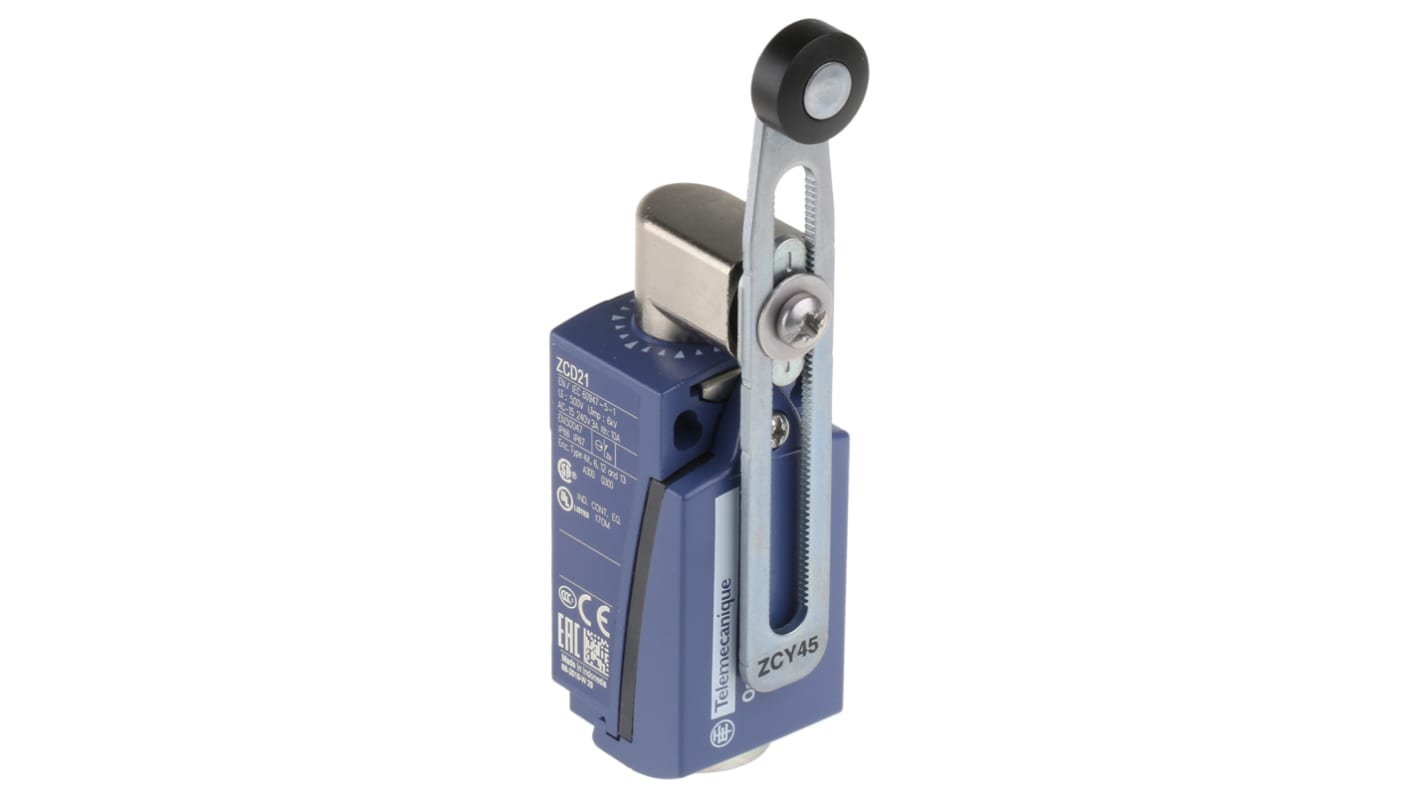 Interruttore di fine corsa Telemecanique Sensors XCKD2145P16, leva NO/NC, dimensioni 31mm x 65mm x 30mm, grado di protezione IP66.