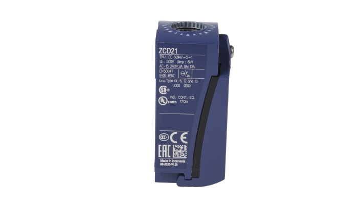 Interruttore di Fine Corsa Telemecanique Sensors ZCD21, 2 Poli, Argento, 240V, 1,5A - OsiSwitch per applicazioni industriali.
