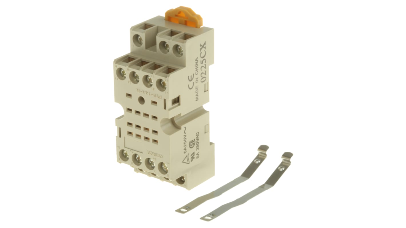 Omron H3YN-4PDT, kit di montaggio per timer miniaturizzato con configurazione 4PDT, tensioni 24VAC-230VAC e 12VDC-125VDC.