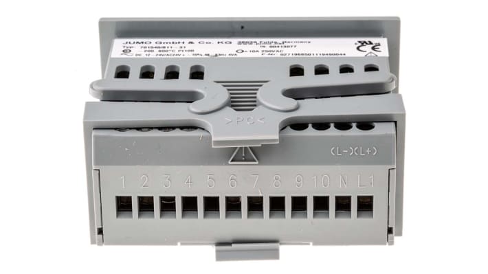 Jumo 701540/811-31, misuratore digitale da pannello con display LCD, alimentazione 12-24 Vdc, dimensioni 76mm x 36mm.