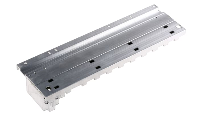 Mitsubishi Electric Q68B, unità di estensione MELSEC Q, supporta fino a 7 unità e 64 moduli I/O, montaggio su guida DIN.