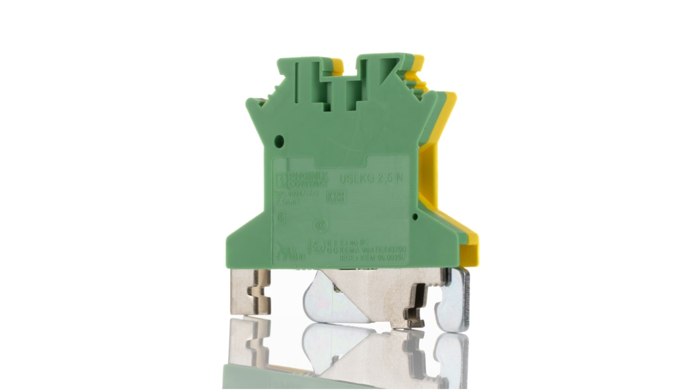 Morsettiera modulare di terra Phoenix Contact 441119: corrente 24A, tensione sovratensione 8kV. Protezione da campi elettrici vaganti, picchi di tensione e interferenze. Conforme agli standard internazionali.