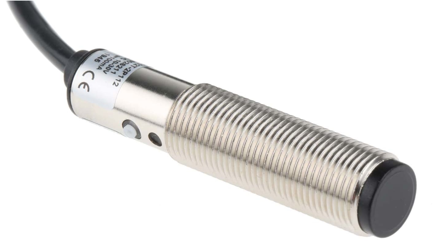 Sensore fotoelettrico cilindrico Sick VT12T-2P112, rilevamento 115 mm, uscita PNP, grado di protezione IP67, cavo 2 m.
