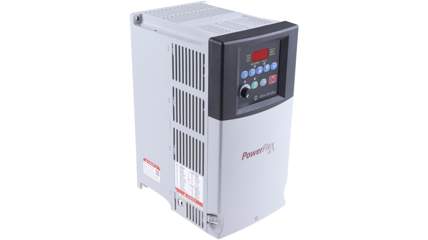 Allen Bradley 22B-D017N104, inverter trifase PowerFlex 40, 7,5 kW, 400 V, interfaccia Ethernet, dimensioni 260x130x180 mm.