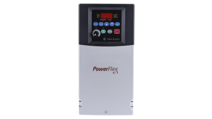 Allen Bradley 22B-D017N104, inverter trifase PowerFlex 40, 7,5 kW, 400 V, interfaccia Ethernet, dimensioni 260x130x180 mm.