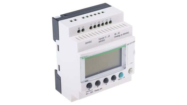 Modulo logico Schneider Electric SR3B101BD 6 ingressi 4 uscite 24V c.c. per automazione HVAC e controllo macchinari.