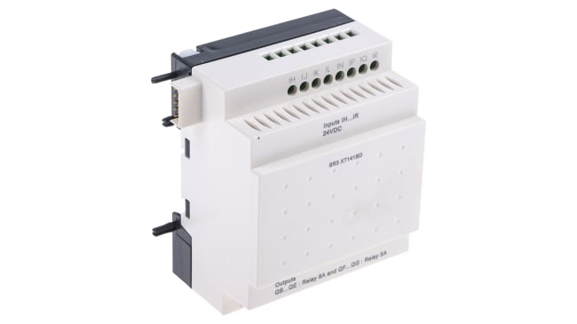 Modulo I/O Schneider Electric SR3XT141BD per monitoraggio industriale. 8 ingressi, 6 uscite, tensione di uscita 24-250 V c.a. - Guida DIN, -20°C / +55°C.