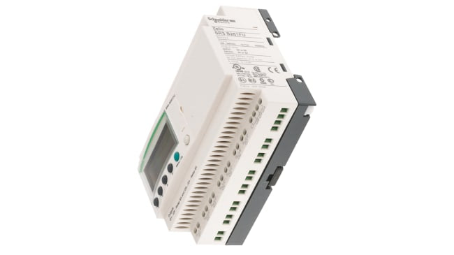 Modulo I/O Zelio Logic di Schneider Electric, codice SR3PACK2FU, 16 ingressi digitali, 10 uscite relè, montaggio su guida DIN.