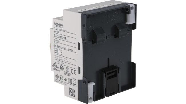 Modulo logico Schneider Electric SR2B121FU: 8 ingressi, 4 uscite - Serie Zelio Logic, controllo automazione HVAC.