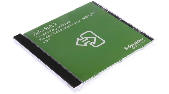 Modulo I/O Schneider Electric SR2PACKBD, relè programmabile con 8 ingressi e 4 uscite, montaggio su guida DIN, dimensioni 90 x 71,2 x 59 mm.
