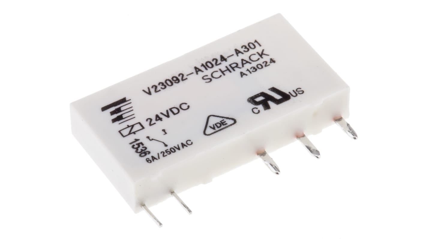 Relè di potenza Wieland flareMove SPDT, bobina 24V cc, montaggio su guida DIN, larghezza 6,2 mm, corrente 6 A.