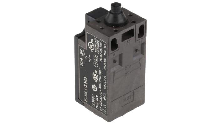 Interruttore di fine corsa Schmersal ZS 236-11Z, stantuffo NO/NC, IP67, 230V, 10A, dimensioni 61.5mm x 30mm x 30mm.