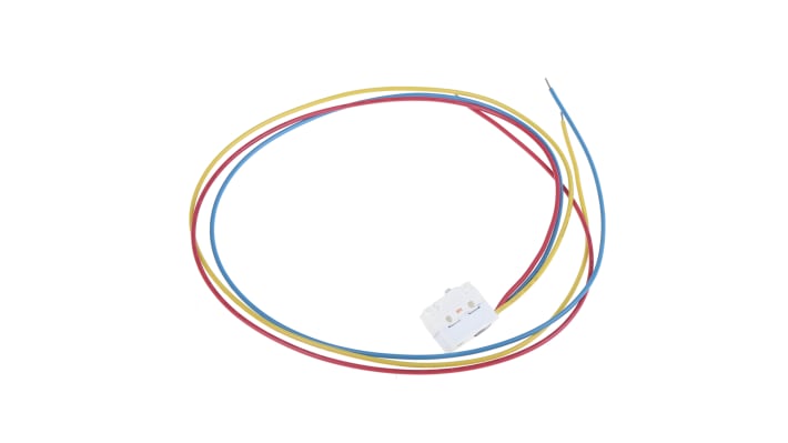 Microinterruttore SPDT pre-cablato Saia-Burgess V4NSUL, IP67, dimensioni 17 x 6,5 x 20 mm, corrente 3 A a 250 V c.a.