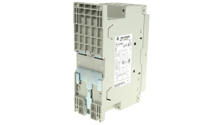 Avviatore soft-start Allen Bradley 150-C43NBR per motori trifase, potenza 22 kW, corrente 43 A, dimensioni 130x72x206 mm.