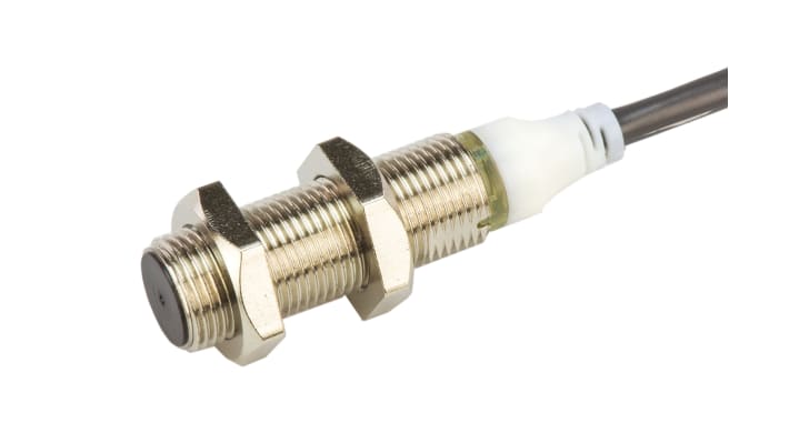 Omron E2AM12KS04WPB12M, sensore di prossimità induttivo PNP M12, rilevamento 4 mm, IP67, montaggio a filo, lunghezza 50 mm.