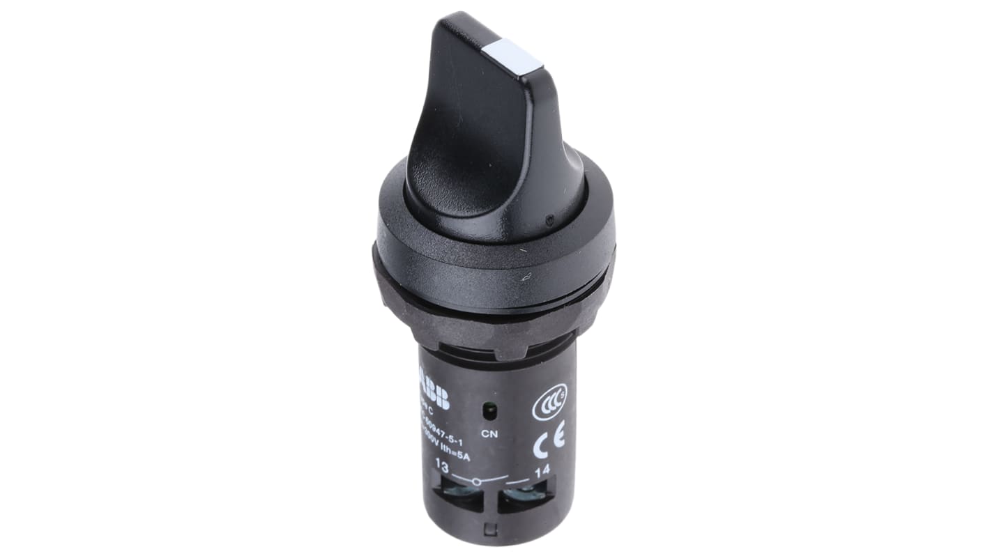 Selettore a 2 posizioni ABB C2SS2-10B-20, attuatore a bloccaggio, diametro foro 22 mm, protezione IP66, colore nero.