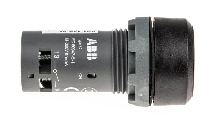 Pulsante momentaneo ABB DPST, montaggio a pannello, diametro 22 mm, IP69K, 300V, 10A, corpo in plastica, codice 1SFA619100R1026 CP1-10B-20.