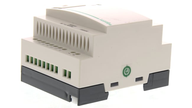 Modulo logico Schneider Electric SR2D101BD per automazione, 6 ingressi, 4 uscite relè, montaggio su guida DIN.