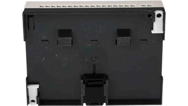 Modulo logico Schneider Electric SR3B262BD per guida DIN, 16 ingressi, 10 uscite, alimentazione 24 V cc, dimensioni 124,6 x 107,6 x 59,5 mm.