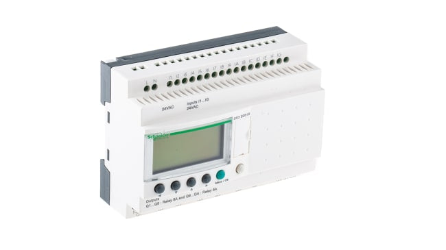 Modulo logico Schneider Electric SR3B261B Zelio Logic 16 ingressi 10 uscite 24V c.a. per automazione industriale e HVAC. Compatto e affidabile.