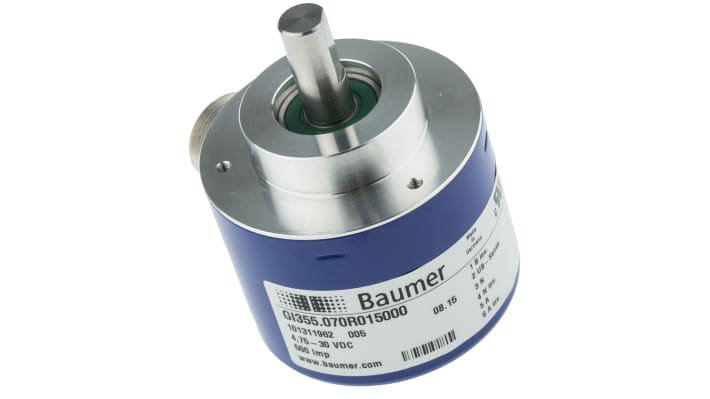 Encoder incrementale Baumer GI355.070R015, 500 impulsi/giro, tecnologia ottica, IP54, 10 mm albero, M23.