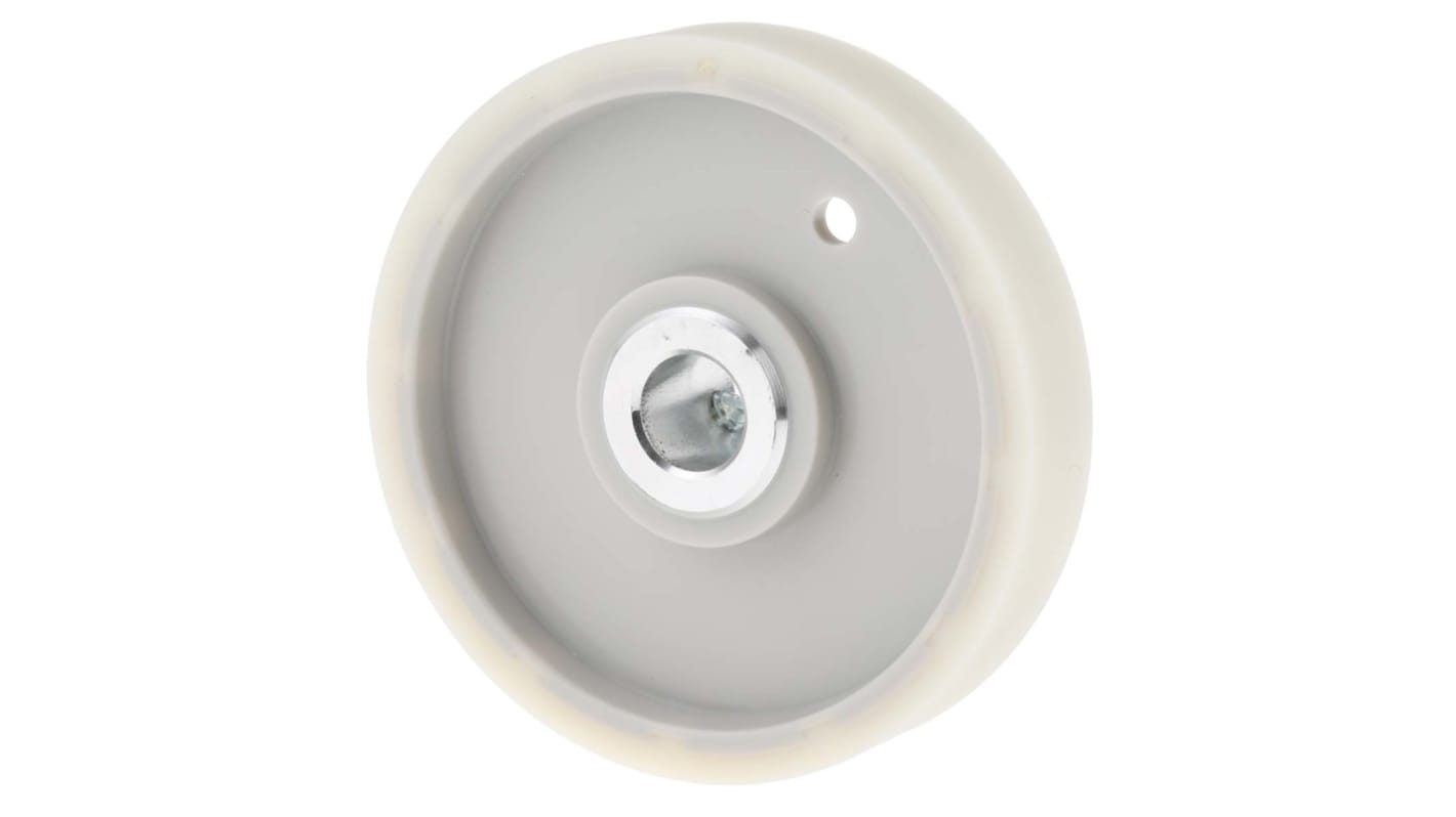 Ruota per encoder Baumer MR241.10D, circonferenza 20 cm, foro 10 mm, compatibile con codificatori standard, include staffa di montaggio.